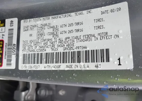 2020 Toyota Tacoma Trd Off-Road z USA, uszkodzony, nr VIN 5TFCZ5AN0LX230854